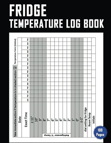 FRIDGE TEMPERATURE LOG BOOK: Daily hourly Temperature Log Sheet For Refrigerator, Cold-storage box, Cooler & Chiller