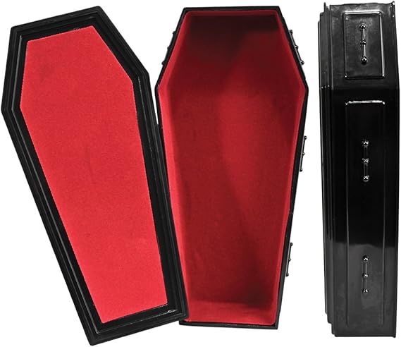 Black Coffin with Removable Lid for Wrestling Action Figures | Create Coffin Matches with a 9 Inch Black Coffin Featuring a Removable Lid and Interior Lining