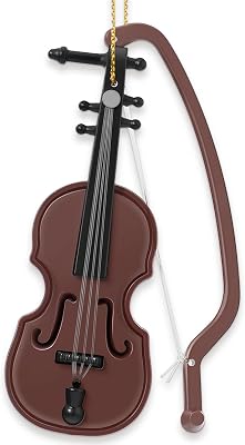 Poen 1 Pc Christmas Mini Violin Ornaments Small Violin Christmas Hanging Ornament Tiny Musical Instrument Decorations Music Lovers Gifts for Holiday Teacher Coworkers Party Xmas Tree Home Decor