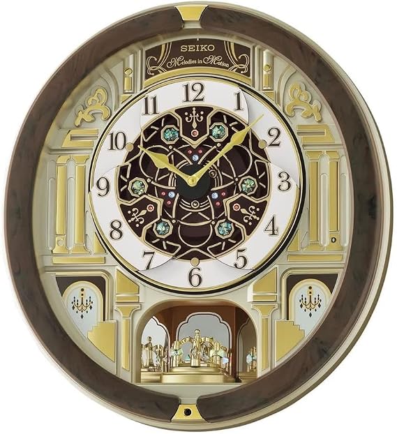 SEIKO Melodies in Motion Wall Clock, Golden Chandelier