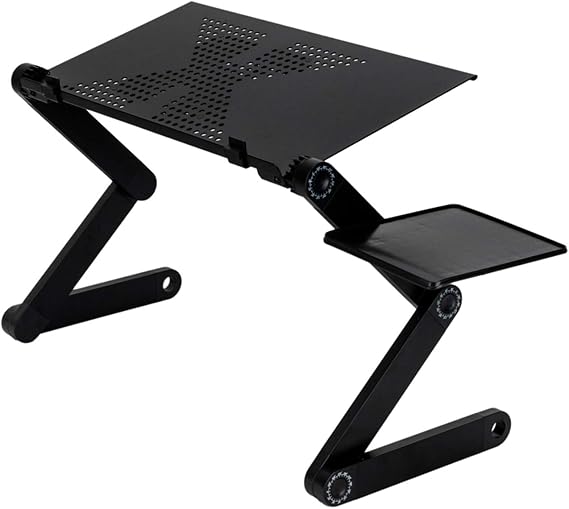 Portable Home Office Folding Computer Table,Adjustable Folding Laptop Table,Bed Lap Desk Tray Tables,Lightweight Foldable Laptop Stand,with Mouse Pad,for Small Space, Study, Bedroom, Dorm (Black)
