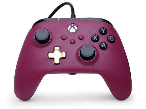 PowerA Advantage Plus Wired Controller for Xbox Series X|S - Ruby, officially licensed, adjustable height thumbsticks, hall effect, mappable buttons, works with Xbox One and Windows 10/11 PC