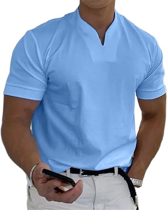 Men Gentlemans Business Short Sleeve Fitness T Shirt, Gym Workout Tees