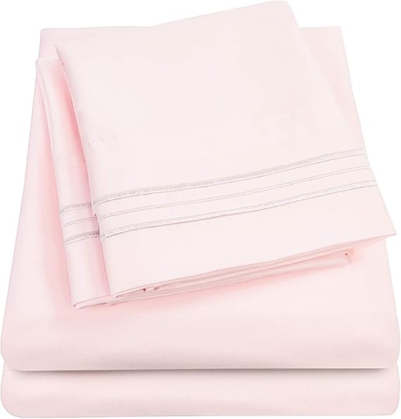 1500 Supreme Collection Extra Soft RV Short Queen Sheets Set, Pale Pink - Luxury Bed Sheets Set with Deep Pocket Wrinkle Free Hypoallergenic Bedding, Over 40 Colors, RV Short Queen Size, Pale Pink