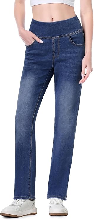 Pull on Jeans for Women, High Waisted Stretchy Trendy Straight Bootcut Tapered Denim Jeggings