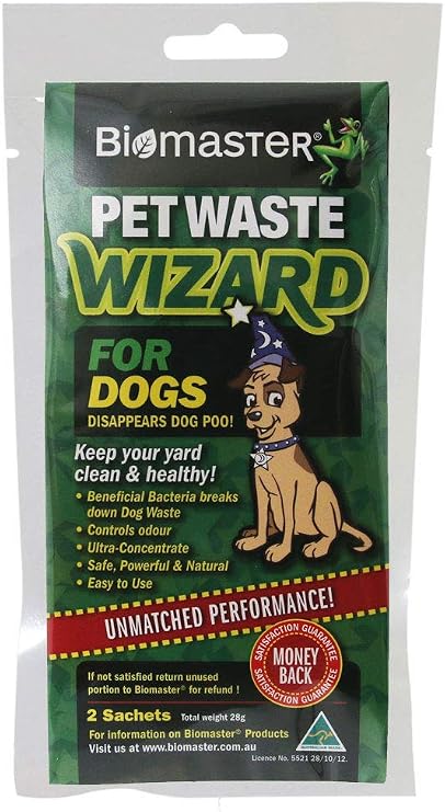 Pet Waste Wizard Digester Sachets, Beneficial Enzymes to Break Down Waste, (100% Natural Concentrate, 2 Sachets)