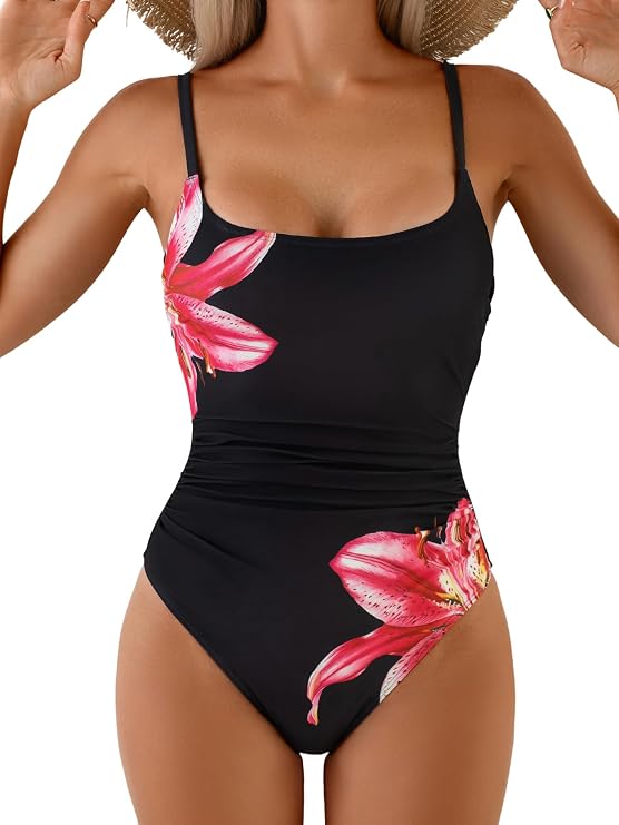 Aidonger One Piece Swimsuit for Women Tummy Control Bathing Suit Tie Back