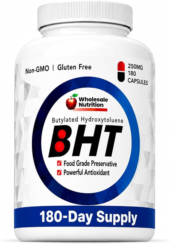 Wholesale Nutrition BHT 250mg, Butylated Hydroxytoluene, 180 Capsules
