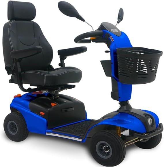Shoprider Explorer Blue 4-Wheel Mobility Scooter with 300 lb. weight capacity
