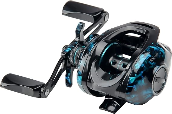 HAUT TON Baitcasting Fishing Reels, Carbon Fiber Frame Baitcaster Reel | Snow Demon Beginner's Edition, Baitcasting Reels, 17.64 Lbs Max Drag, 7.2:1 Gear Ratio, 4+1BB