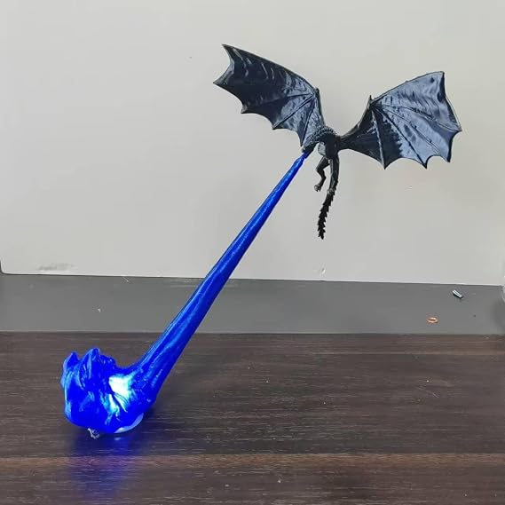 Dragon Fire Breath Display Stand, LED Light Base with Flying Dragons (Blue Flame Dragon)