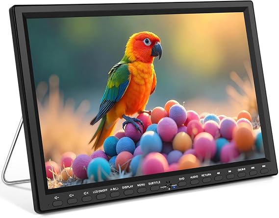 HotHat Car DVD Player, 14.1 Large Screen Portable DVD Player Support Headrest Mount, 720P MP4 Video, USB/SD 500G, Region Free, AV in/Out, High Volume Speaker | Stainless Steel Foldable Stand