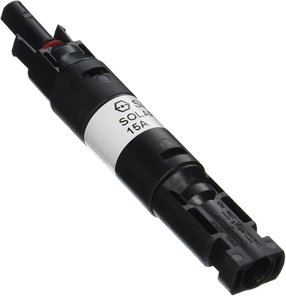 Renogy 15A Male and Female Connector Waterproof in-Line Fuse Holder w/Fuse, Black