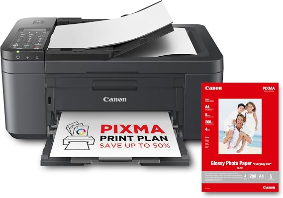 Canon PIXMA TR4755i Wireless Colour 4-in-1 Inkjet Photo Printer - A4 Print, Copy, Scan, Fax, Wi-Fi - ADF - PIXMA Print Plan Compatible - Includes GP-501 A4 Photo Paper, 5 sheets
