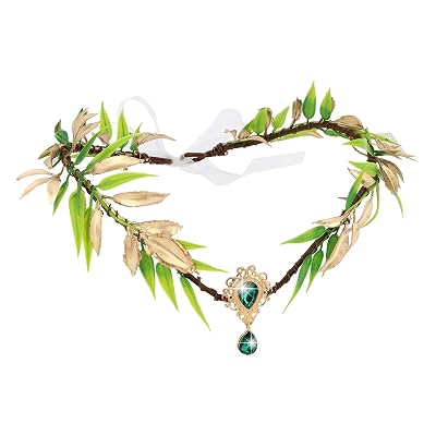 CAVETEE Elf Crown for Women, Elf Fairy Flower Headpiece, Elven Floral Fairy Crowns for Women Girls Green&Gold, One Size