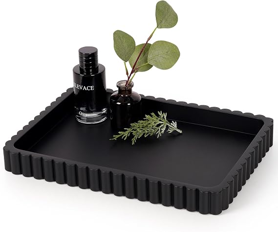Rectangular Tray for Coffee Table Decor, 14" Coffee Table Tray, Black