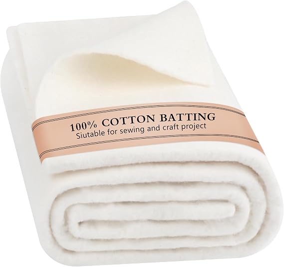 47" x 59" 100% Natural Cotton Quilt Batting, Breathable Crib Size Batting