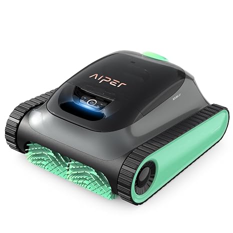 AIPER 2025 Robotic Pool Cleaner, Wall & Waterline Cleaning, Extended 160-Min Battery Life - Green