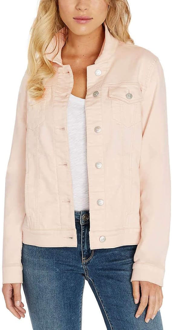Buffalo David Bitton Womens Knit Denim Jacket (Light Pink, Small)