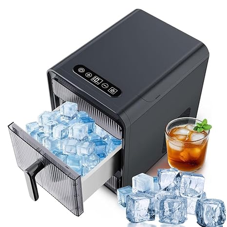 Compact Ice Maker Countertop Mold, Nugget Ice Maker Countertop Mold, 12 Pcs/10 Mins Compact Ice Maker with Automatic Cleaning Function Portable Machine for Home Kitchen RV Bar Office Apartment Camping