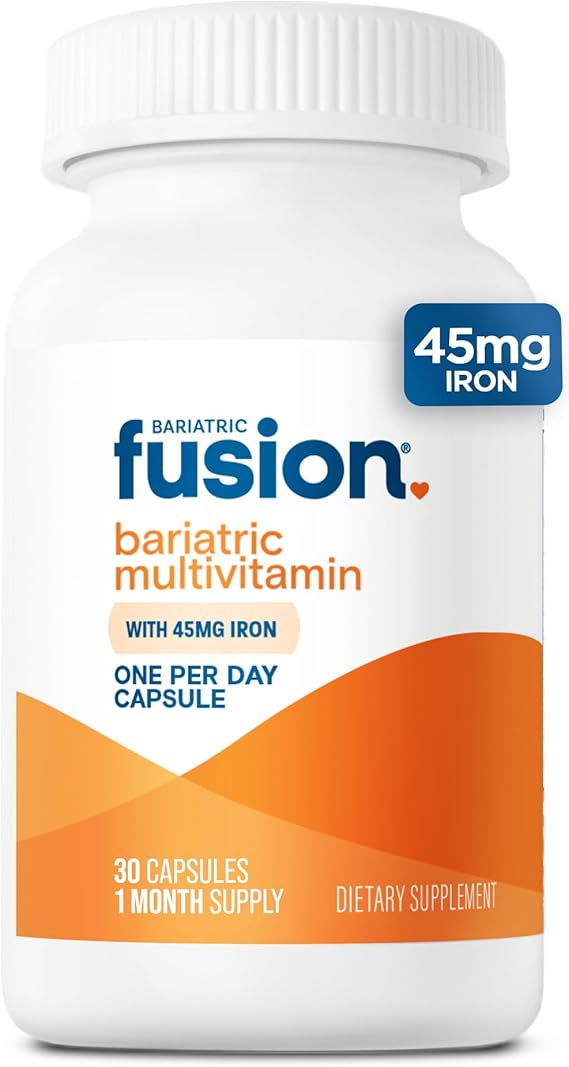 Bariatric Fusion Multivitamin with Iron for Women and Men | Once Daily Capsule | GLP-1 Vitamins | 45mg Iron | 30 Count |1 Month Supply