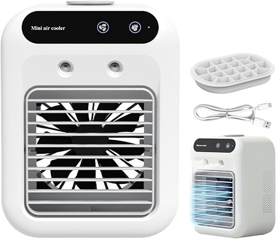 Glacier Breeze AC, Glacier Breeze Fan, Portable Air Conditioner Fan with 500ml Water Tank, 4-in-1 Evaporative Air Cooler, Ultra-Quiet 3Speeds, Stay Cool for 10 Hours