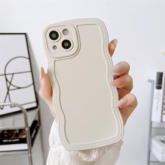 Solid Candy Color Curly Wave Phone Case For iPhone 13 12 Mini 11 Pro Max X XR XS SE 2022 7 8 Plus Camera Protective Cover-White-For iPhone 13 Mini