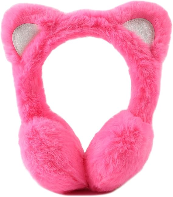 Peecabe Winter Kids Earmuffs Warm Girl Ear Muffs For Toddler with Cat Ears