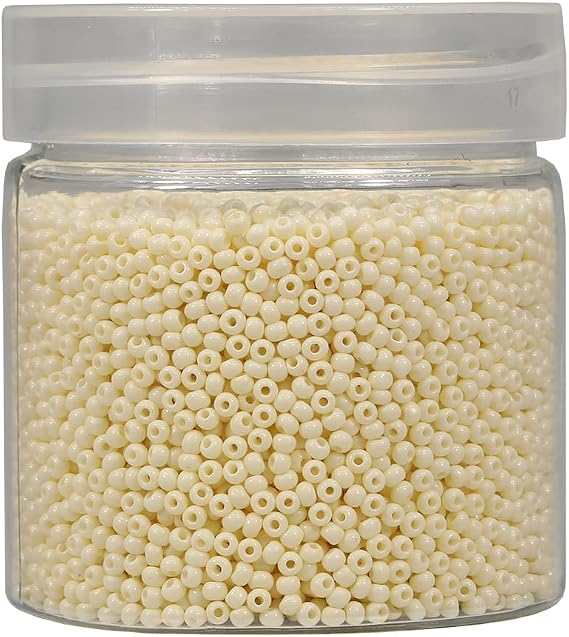 Bala&Fillic Size Almost Uniform 12/0 Round Seed Beads About 10000pcs /110 Grams in Box Beige Color 2mm Small Glass Seed Beads for Jewelry Making, Hole 0.6mm (Beige)
