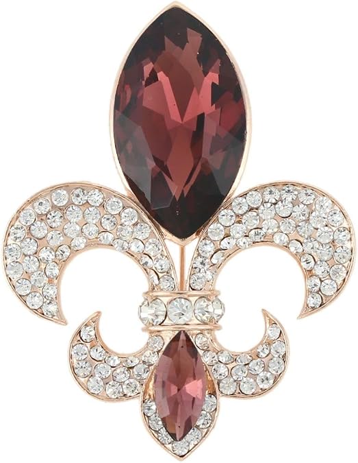 EVER FAITH Rhinestone Crystal Elegant Fleur-de-lis Flower Teardrop Brooch Gold-Tone
