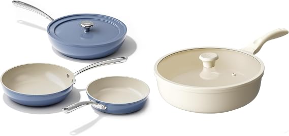 Redchef Ceramic Frying Pans, 4-Piece Non Stick Frying Pans 8" 9.5" 11", Nonstick Deep Saute Pan for All Stovetops 5.2Qt, 12", Fast Even Heating, Oven Safe