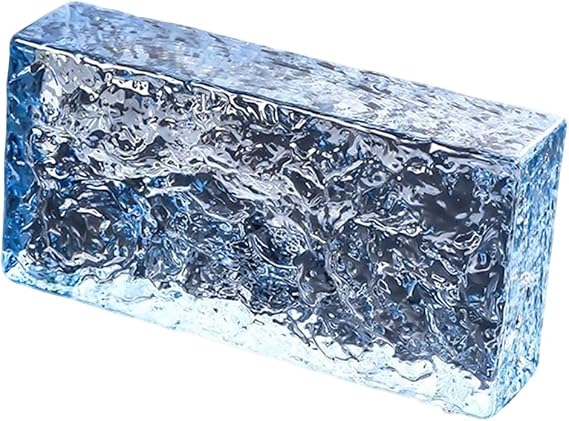 LXHELIVERY Clear Glass Brick Solid Glass Brick 1 Piece Rectangular Solid Double-Sided Crystal Bricks, for Building Fields Such As Wall Partition,House Decoration(Blue-c)