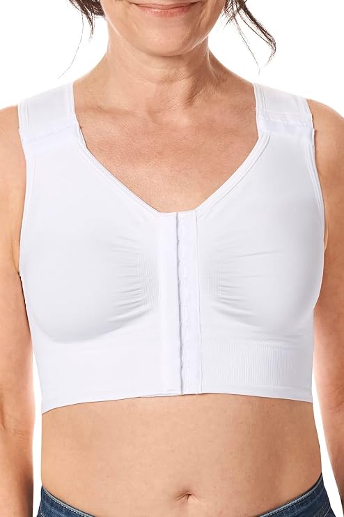 Amoena Lymph Flow Long Wire Free Front Closure Compression Bra - Supports/Stimulates Lymp Flow