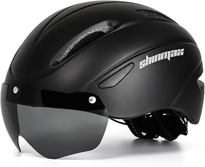 Shinmax Bike Helmet for Men Women, Bicycle Helmet with Detachable Magnetic Goggles Adjustable for Adult Road Biking Mountain Cycling Helmet BC-001