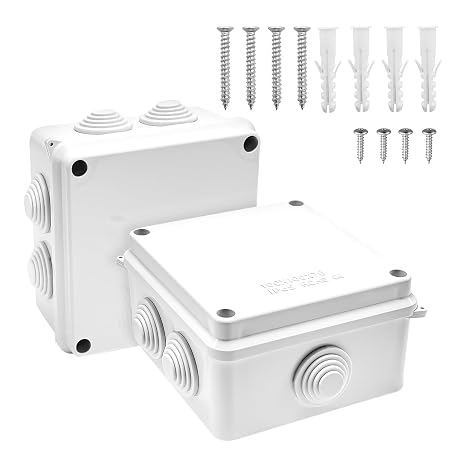 Gentpovth 2 Stück Anschlussdose Wasserdicht IP65 100 mmx100 mmx70 mm ABS Gehäuse Abzweigdose Abzweigkasten Aufputz Verteilerkasten Außen Außen Kunststoff Steckerverschraubung Elektrische Box