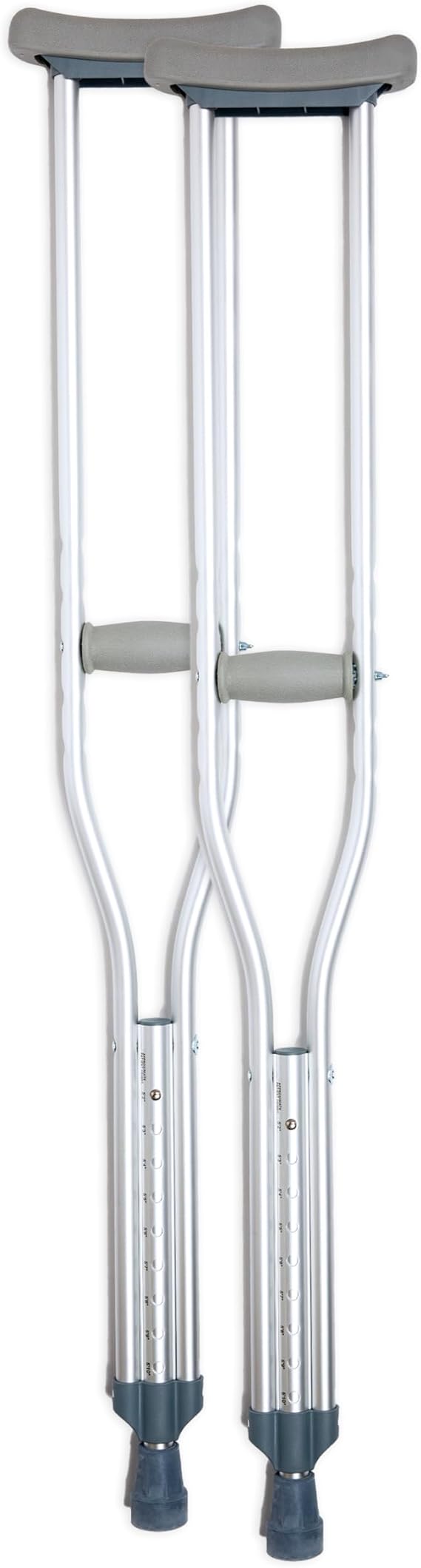 BodyMed Aluminum Crutches for Adults and Children Pair of Lightweight, Height Adjustable Crutches Includes Padded Underarm Cushions, Hand Grips, Rubber Tips Max. Weight Capacity 300 lb.