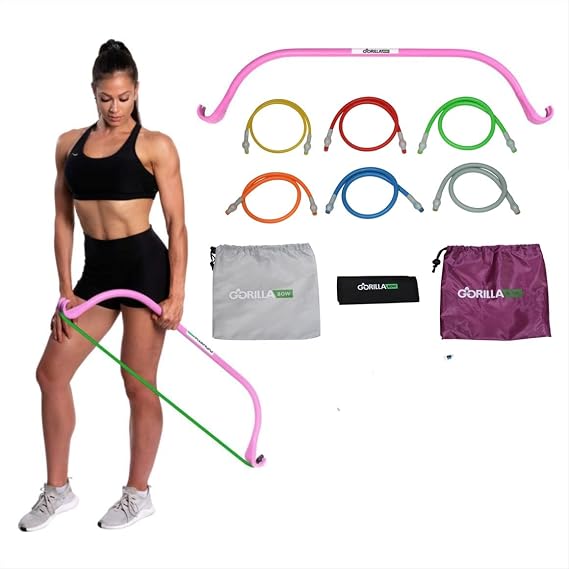Gorilla Bow Lite All-in-One Home Gym System, Portable Resistance Band Bar for Strength Training, HIIT & Full Body Workouts, Lightweight Design for Home, Travel & Outdoor Use