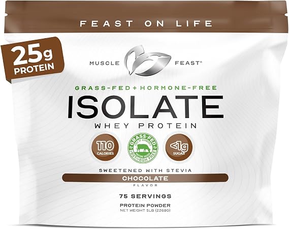 Muscle Feast Grass-Fed Whey Protein Isolate Powder, Chocolate (5lb)