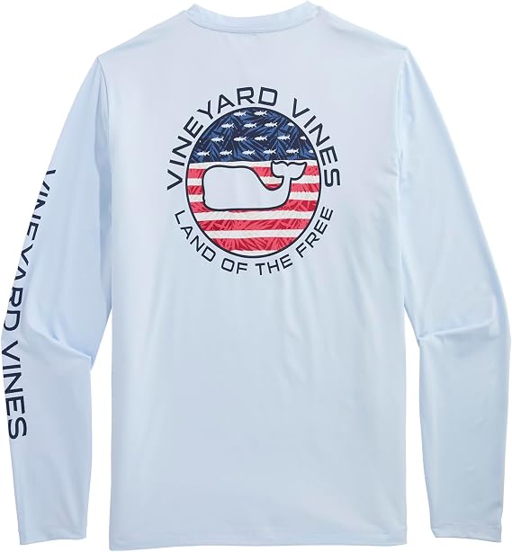 Vineyard Vines Men's American Dot Long-Sleeve Harbor Performance Tee