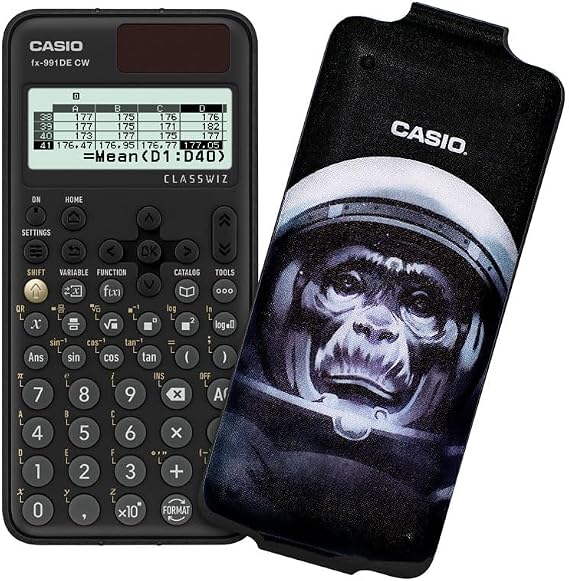 Casio FX-991DE CW ClassWiz Technical Scientific Calculator with Art Case Space Monkey German Menu Guide (Limited Edition)