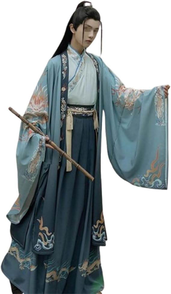 Men's Traditional Hanfu Outfit Chinese Scholars Ancient Costume Martial Arts Stage Performance Wear,A,S=152~160cm