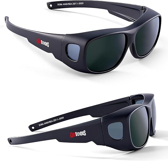 antools IR 5.0 Welding Glasses, Wrap-around Welding Goggles, Anti-scratch Welding Lens, UV Protection, Meet ANSI/ISEA, OSHA, Black