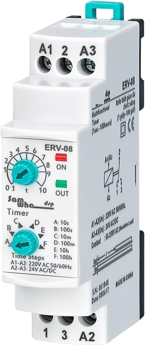 ERV-08 On Delay Multifunctional Time Relay Electronic Adjustable 1Pcs(110VAC 24VDC)