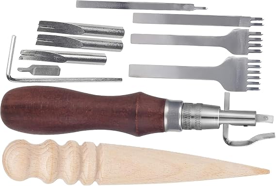 LIGHTAOTAO 11PCS DIY Leather Crafting Tools Kit for Beginners Leather Working Supplies Sewing and Cutting Tools for Leathercraft Projects and DIY Crafts