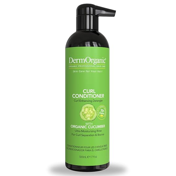 DermOrganic Curl Conditioner - Detangles, Greater Curl Separation and Bounce, Controls Frizz, Adds Shine & Volume, 17 oz