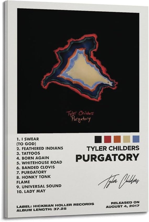 GNYOUS Tyler Childers PurgatoryMusic Album Art Album Canvas Poster Hip Hop Music Cover Wall Art Art Deco Music Decorative Poster Teen Decorate Living Room Home08x12inch(20x30cm) Frame-style