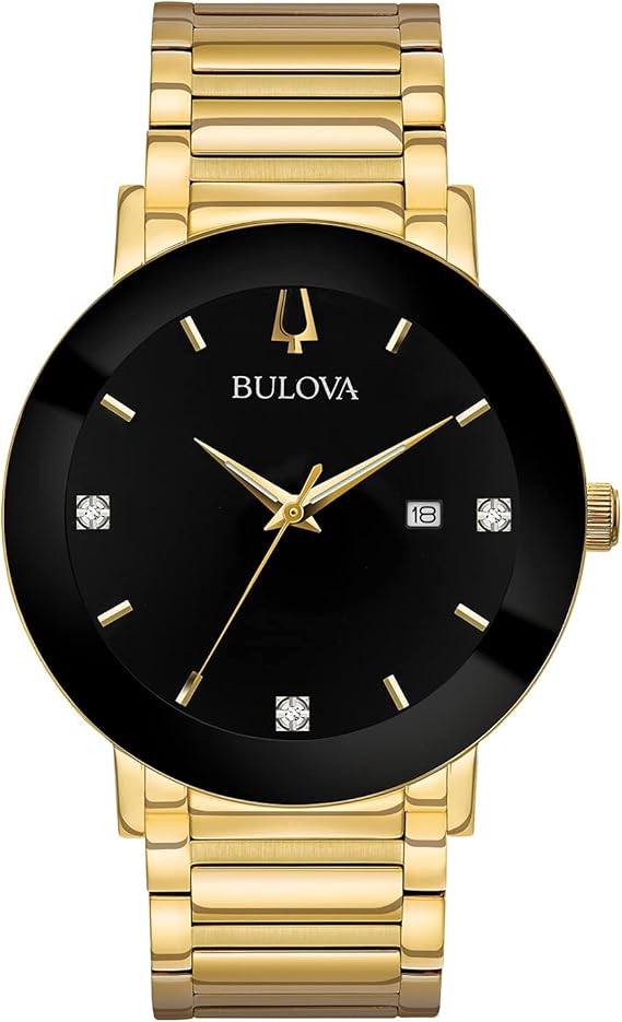 Bulova Men's 3-Hand Quartz Watch with Diamond Dial and Edge to Edge Crystal