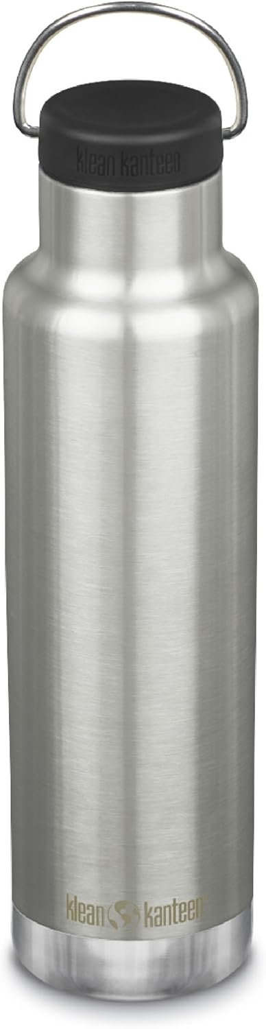 Klein Kanteen Insulated Classic 20 oz with Loop Cap, Brushed Stainless Steel