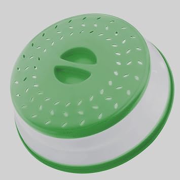 Collapsible Microwave Splatter Cover, Microwave Plate Cover With Steam Vent(10.5 IN,Blackish green)