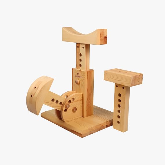 Yogikuti Adjustable Yoga Stump Set | Solid Pine Wood Iyengar Yoga Props for Backbends, Chest Opening, Restorative Yoga & Advanced Poses | Adjustable Wooden Support for Home & Studio Practice